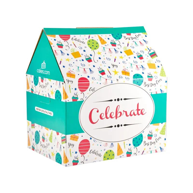 Cake Box 14.75X11.5X16 IN Paperboard Multicolor Party Rectangle 6/Pack