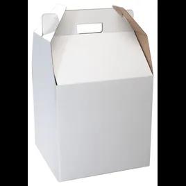Cake Box 12.5X12.25X20 IN Paperboard White Kraft Square With Handle 6/Pack