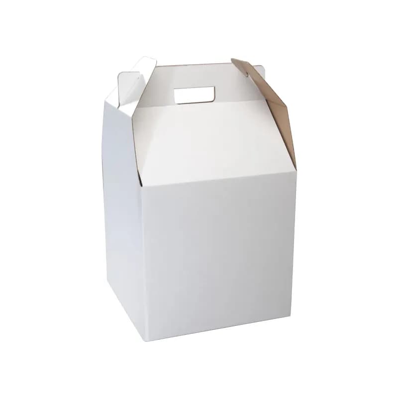 Cake Box 12.5X12.25X20 IN Paperboard White Kraft Square With Handle 6/Pack