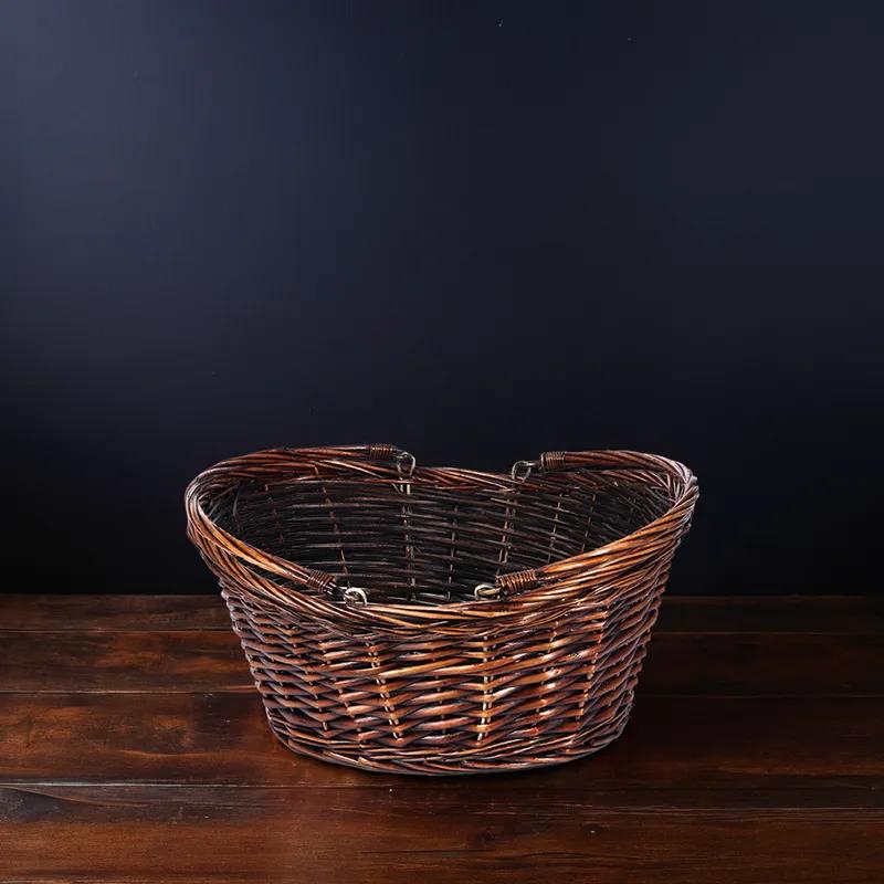 Basket Oval Stained With Drop Handle 1/Each