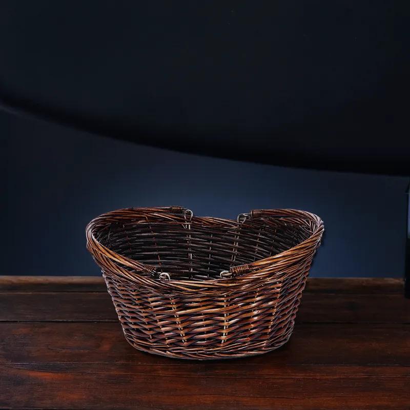 Basket Oval Stained With Drop Handle 1/Each