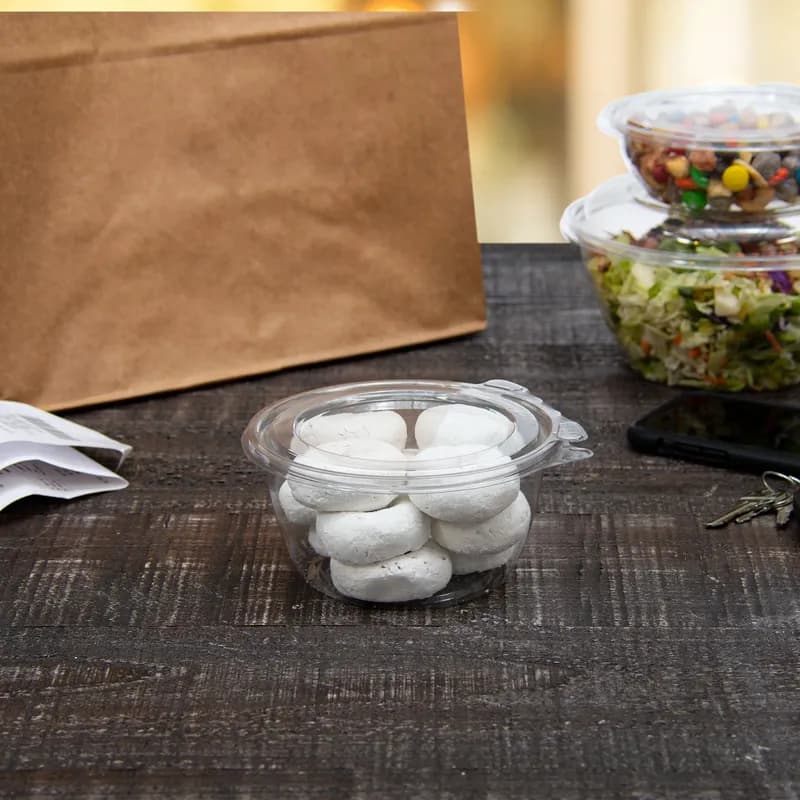 Dart® Safeseal™ Bowl & Lid Combo With Flat Lid 16 OZ PET Clear Round 60 Count/Pack 4 Packs/Case 240 Count/Case