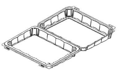 Bakery Hinged Container With Dome Lid 12.49X9.25X2.87 IN Plastic Clear Black Rectangle 125/Case