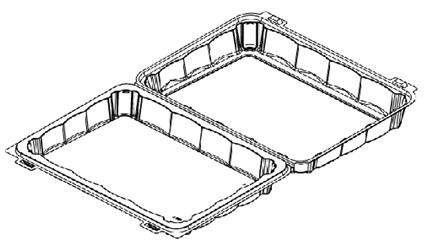 Bakery Hinged Container With Dome Lid 12.49X9.25X2.87 IN Plastic Clear Black Rectangle 125/Case