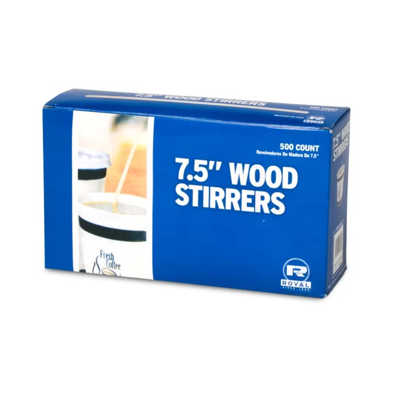 Coffee Stirrer 7.5 IN Wood Natural Unwrapped Flat 500 Count/Pack 10 Packs/Case 5000 Count/Case