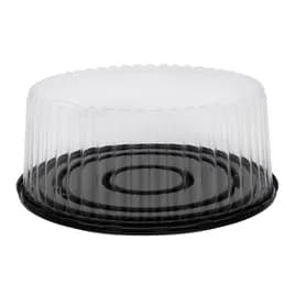 Cake Container & Lid Combo With Dome Lid 9.75X4 IN PET Clear Black Round Fluted 100/Case