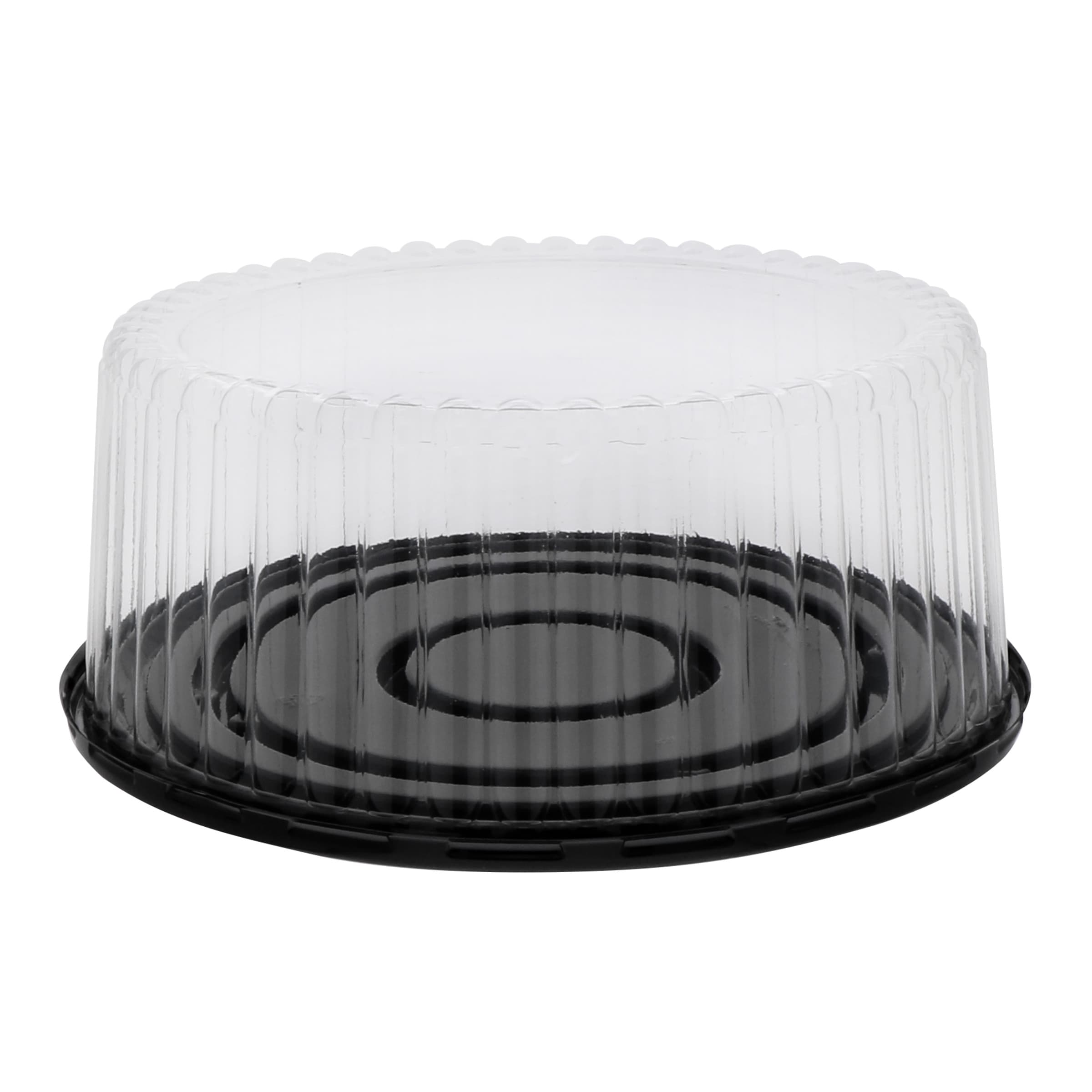 Cake Container & Lid Combo With Dome Lid 9.75X4 IN PET Clear Black Round Fluted 100/Case