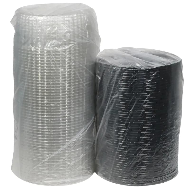 Cake Container & Lid Combo With Dome Lid 9.75X4 IN PET Clear Black Round Fluted 100/Case