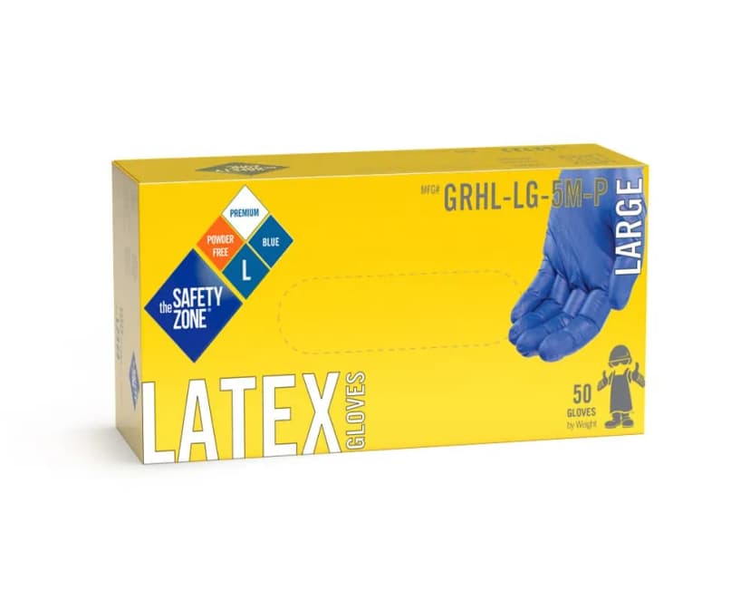 Safety Zone® Gloves XL Blue 13MIL Latex Powder-Free Premium 50 Count/Box 10 Box/Case