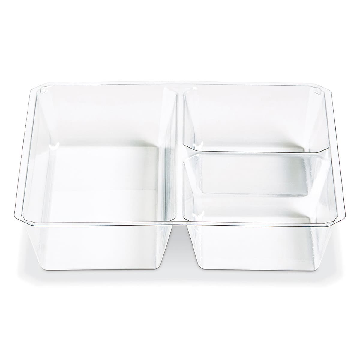 Take-Out Container Insert 5.12X5.12X1 IN 3 Compartment PET Clear Square 600/Case