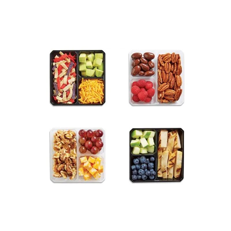 Take-Out Container Insert 5.12X5.12X1 IN 3 Compartment PET Clear Square 600/Case