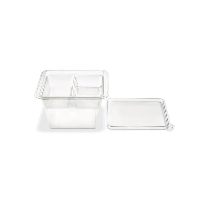 Take-Out Container Insert 5.12X5.12X1 IN 3 Compartment PET Clear Square 600/Case