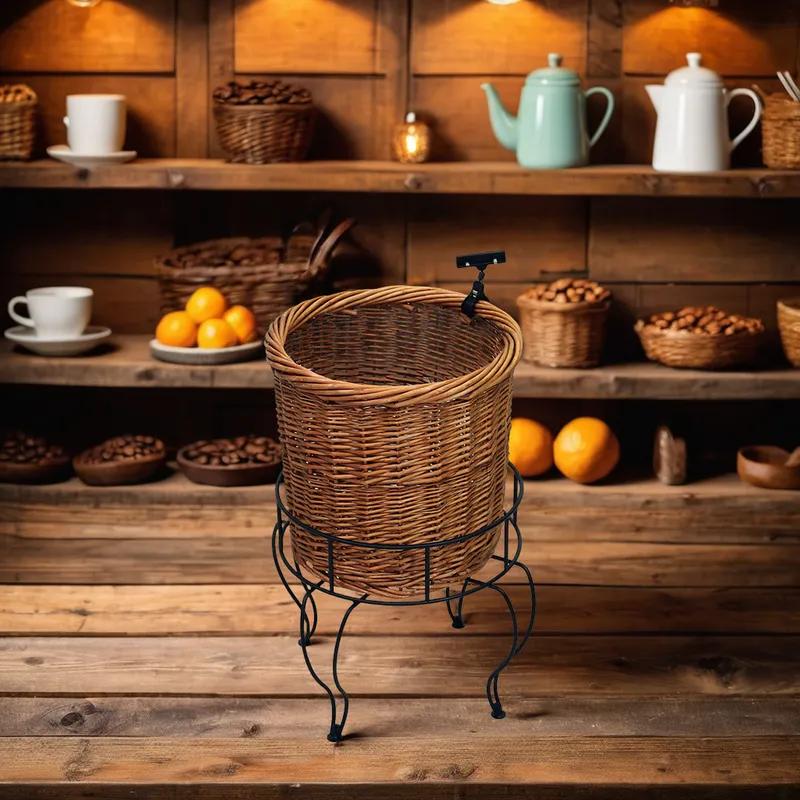 Basket Willow Metal Wire Brown Floor Stand With Sign Clip 1/Each