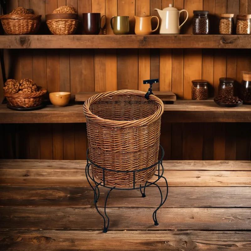 Basket Willow Metal Wire Brown Floor Stand With Sign Clip 1/Each