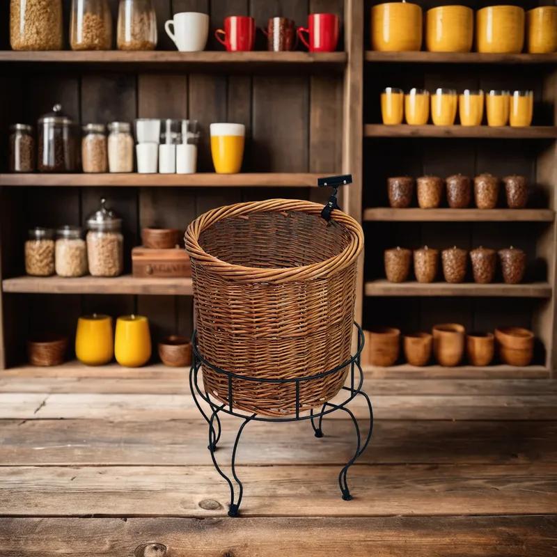 Basket Willow Metal Wire Brown Floor Stand With Sign Clip 1/Each