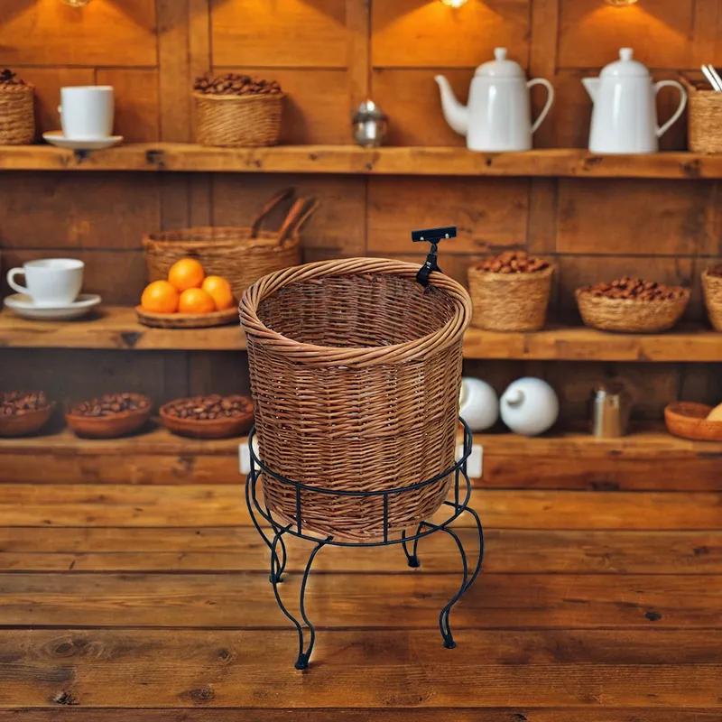 Basket Willow Metal Wire Brown Floor Stand With Sign Clip 1/Each