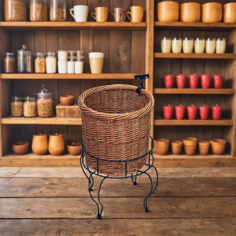 Basket Willow Metal Wire Brown Floor Stand With Sign Clip 1/Each