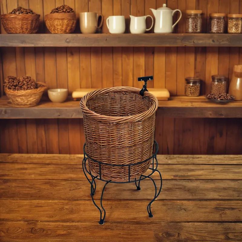 Basket Willow Metal Wire Brown Floor Stand With Sign Clip 1/Each