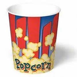 Popcorn Bucket & Tub Base 32 OZ Single Wall Poly-Coated Paper Popcorn Print Round 500/Case