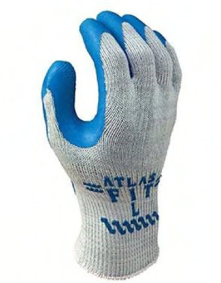 Atlas® Gloves Medium (MED) Yellow Blue Kevlar Cotton Palm & Finger Coating 12/Dozen