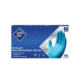 Safety Zone® Gloves Medium (MED) Blue 3MIL Nitrile Disposable Powder-Free 100 Count/Pack 10 Packs/Case 1000 Count/Case
