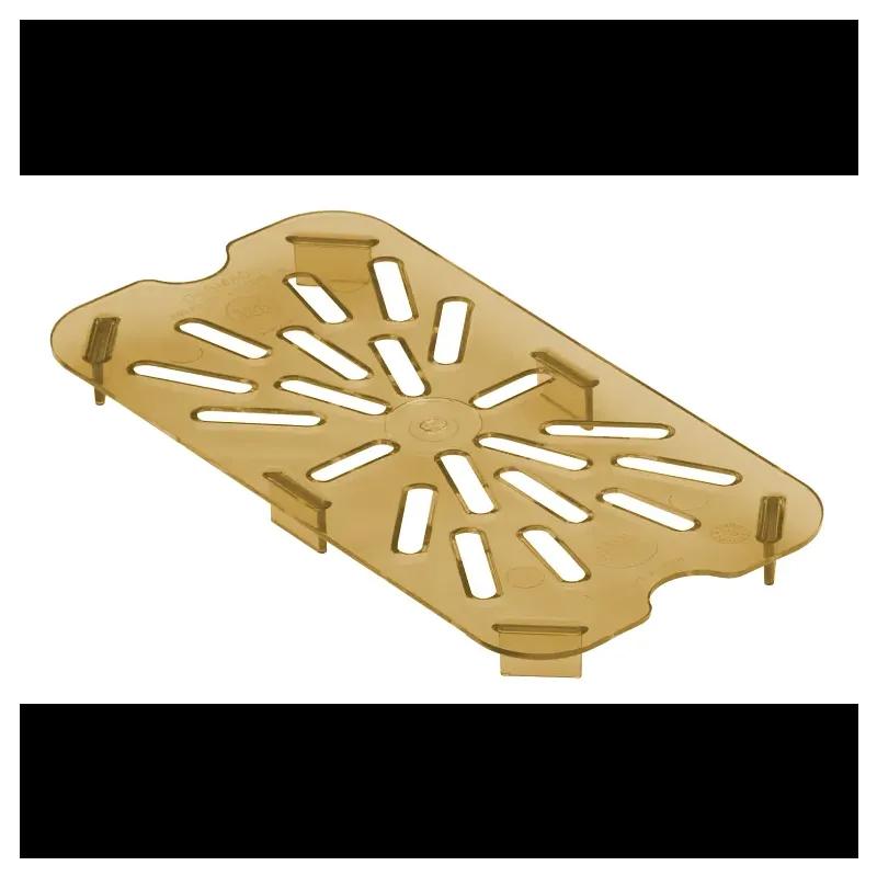 H-Pan™ Bacon High Temperature Drain Drip Tray 1/4 Size Amber Rectangle With Divider 1/Each
