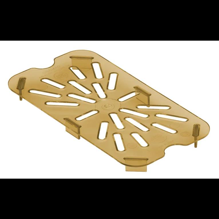 H-Pan™ Bacon High Temperature Drain Drip Tray 1/4 Size Amber Rectangle With Divider 1/Each