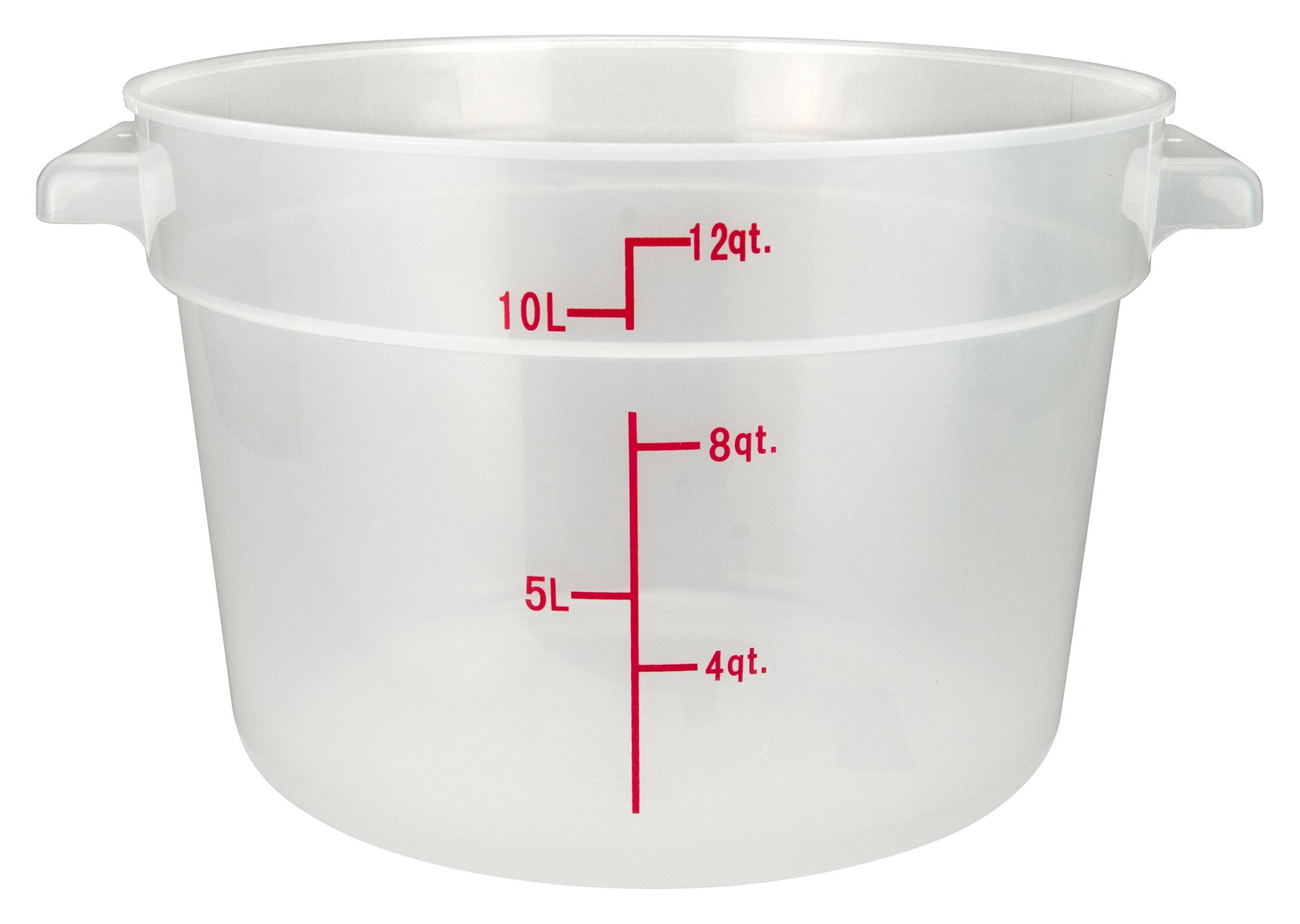 Food Storage Container 12 QT Translucent Round PP 1/Each