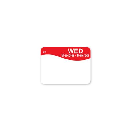 Wednesday Label 1X1 IN Dissolvable Trilingual 1000/Roll