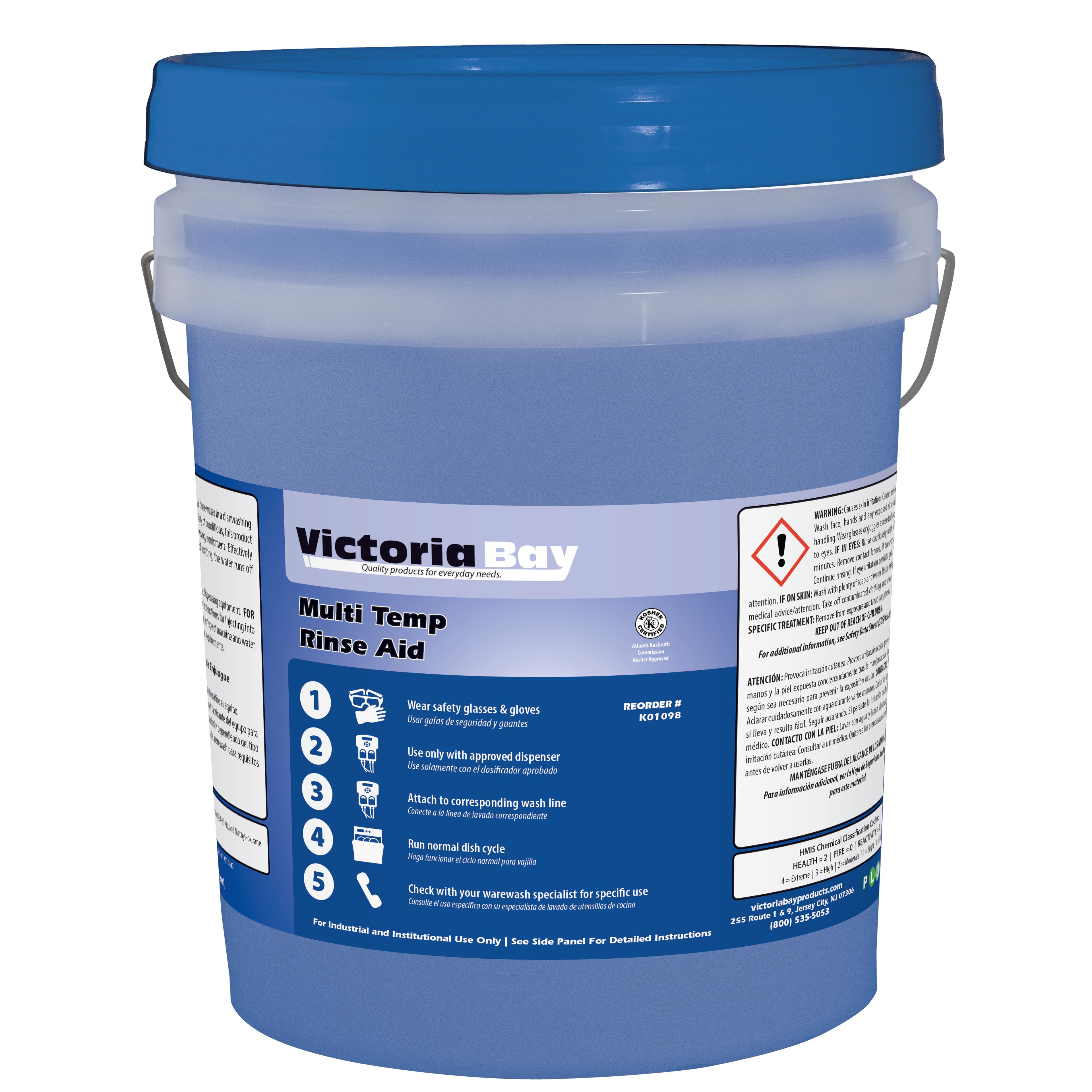 Victoria Bay Multi Temp Rinse Aid 5 GAL 1/Pail