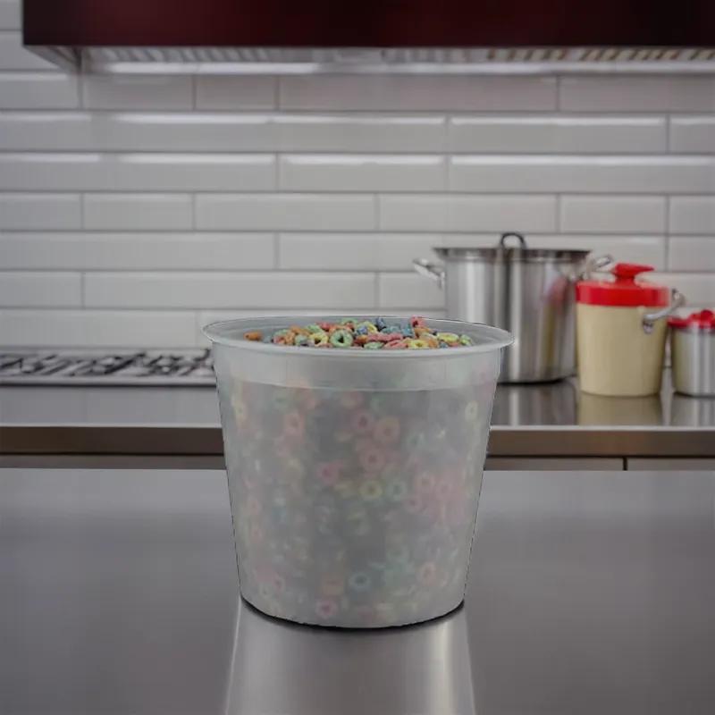 Classic Line Bucket & Tub Base 168 OZ HDPE Translucent Round 100/Case