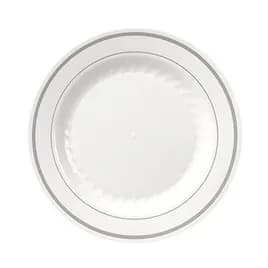 WNA Plate 10.25 IN Plastic White Silver Round 120/Case