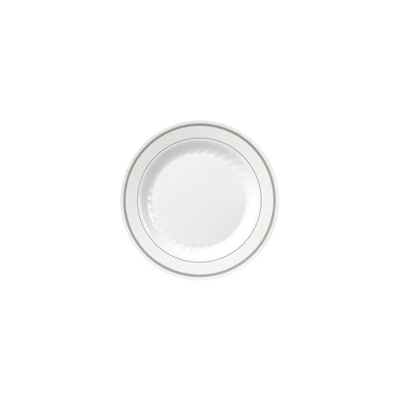 WNA Plate 10.25 IN Plastic White Silver Round 120/Case