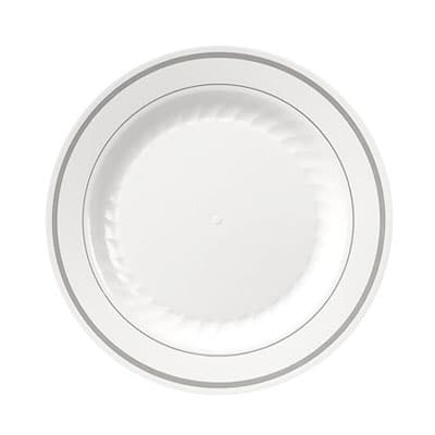 WNA Plate 10.25 IN Plastic White Silver Round 120/Case