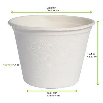 Take-Out Container Base 2.9X3 IN Sugarcane White Round Grease Resistant 50 Count/Pack 20 Packs/Case 1000 Count/Case