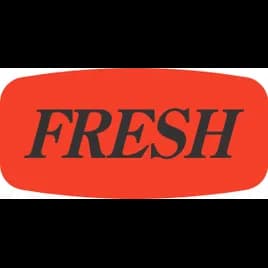Fresh Label Black Fluorescent Red Short Oval Dayglo 1000 Count/Roll 50 Rolls/Case 50000 Count/Case