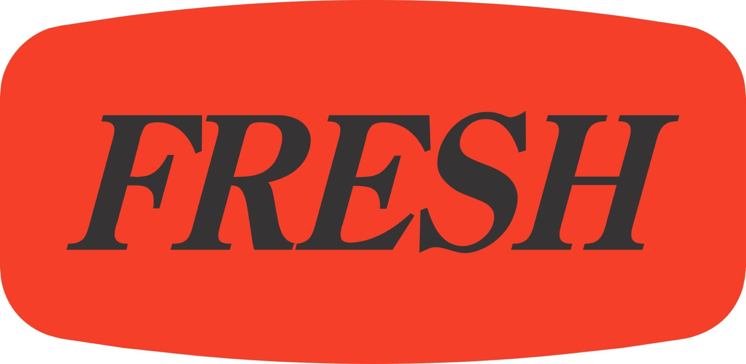 Fresh Label Black Fluorescent Red Short Oval Dayglo 1000 Count/Roll 50 Rolls/Case 50000 Count/Case