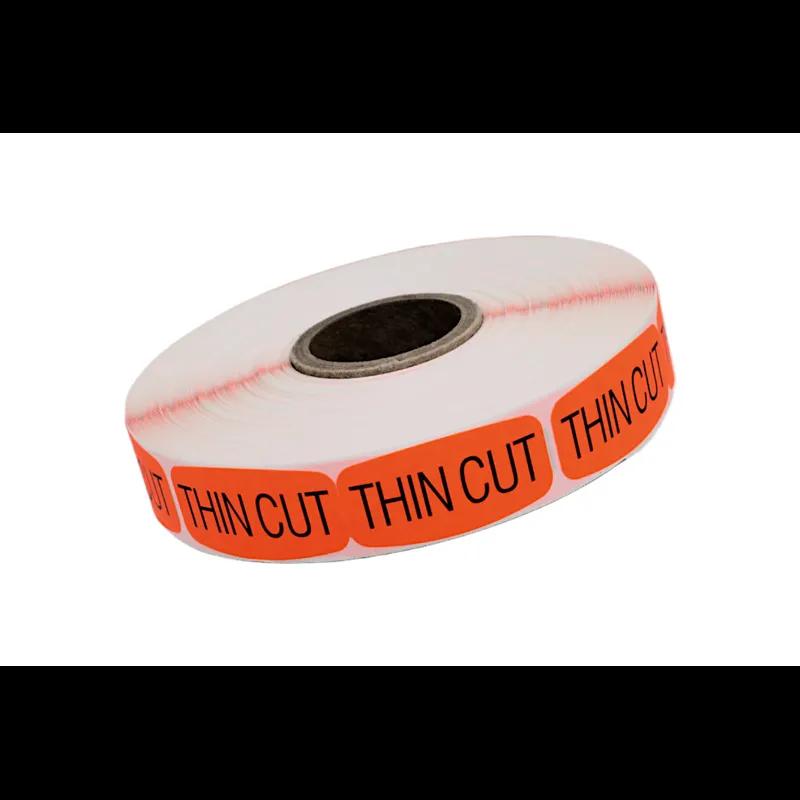 Thin Cut Label Black Fluorescent Red Short Oval Dayglo 1000 Count/Roll 50 Rolls/Case 50000 Count/Case