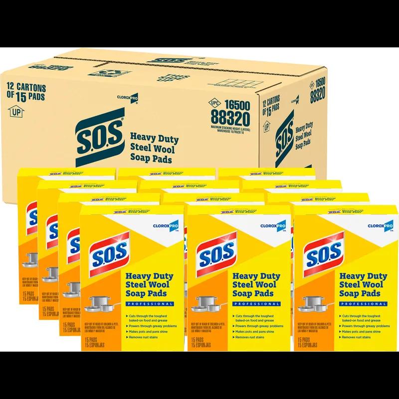 S.O.S.® Soap Pad Steel Wool 15 Count/Box 12 Box/Case 180 Count/Case