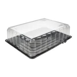 RoseDome Cake Container & Lid Combo With Dome Lid 1/2 Size 15X20X5 IN PET Black Clear Rectangle Long Tab 30/Case