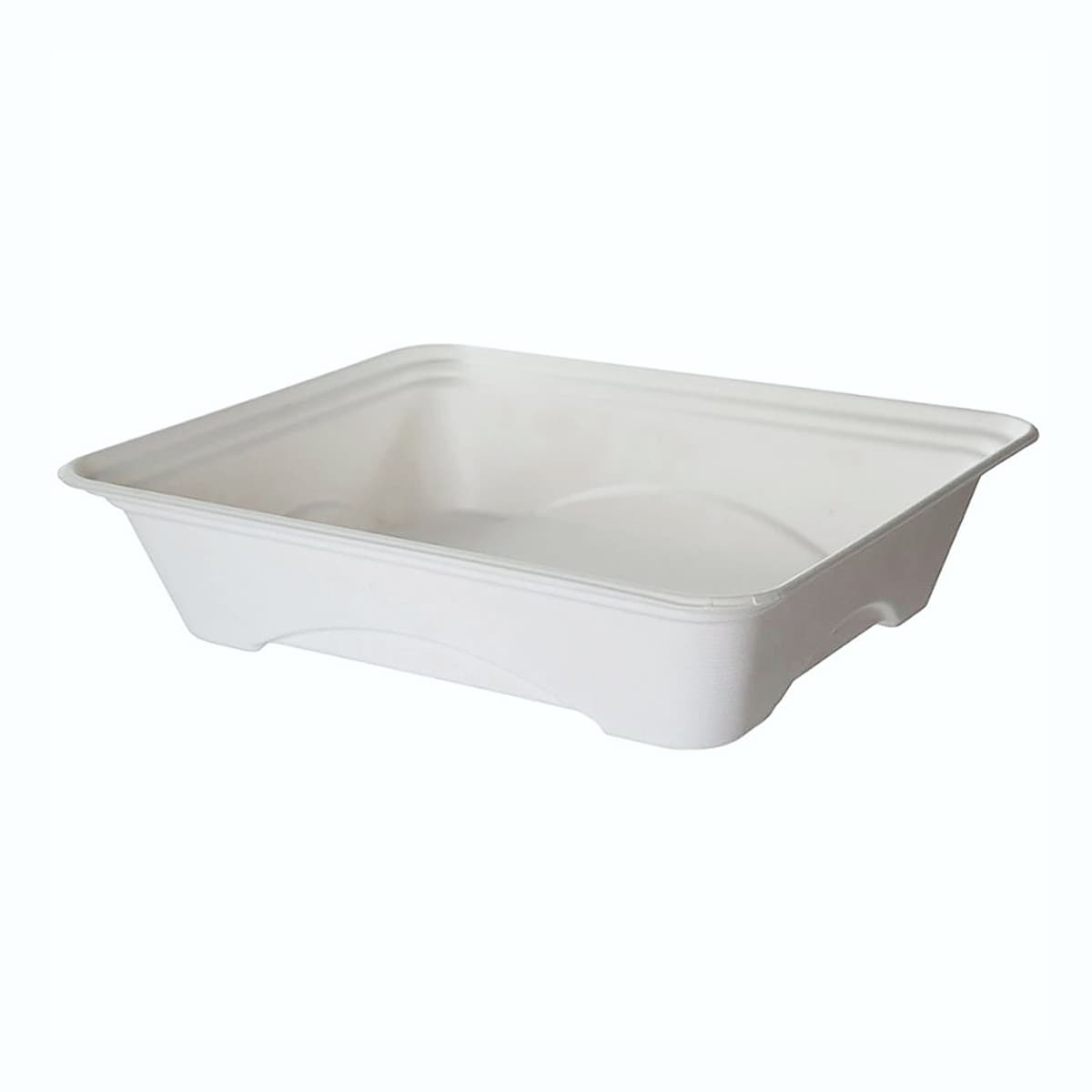 Regalia Take-Out Container Base 13X10X3 IN Sugarcane White Rectangle 200/Case