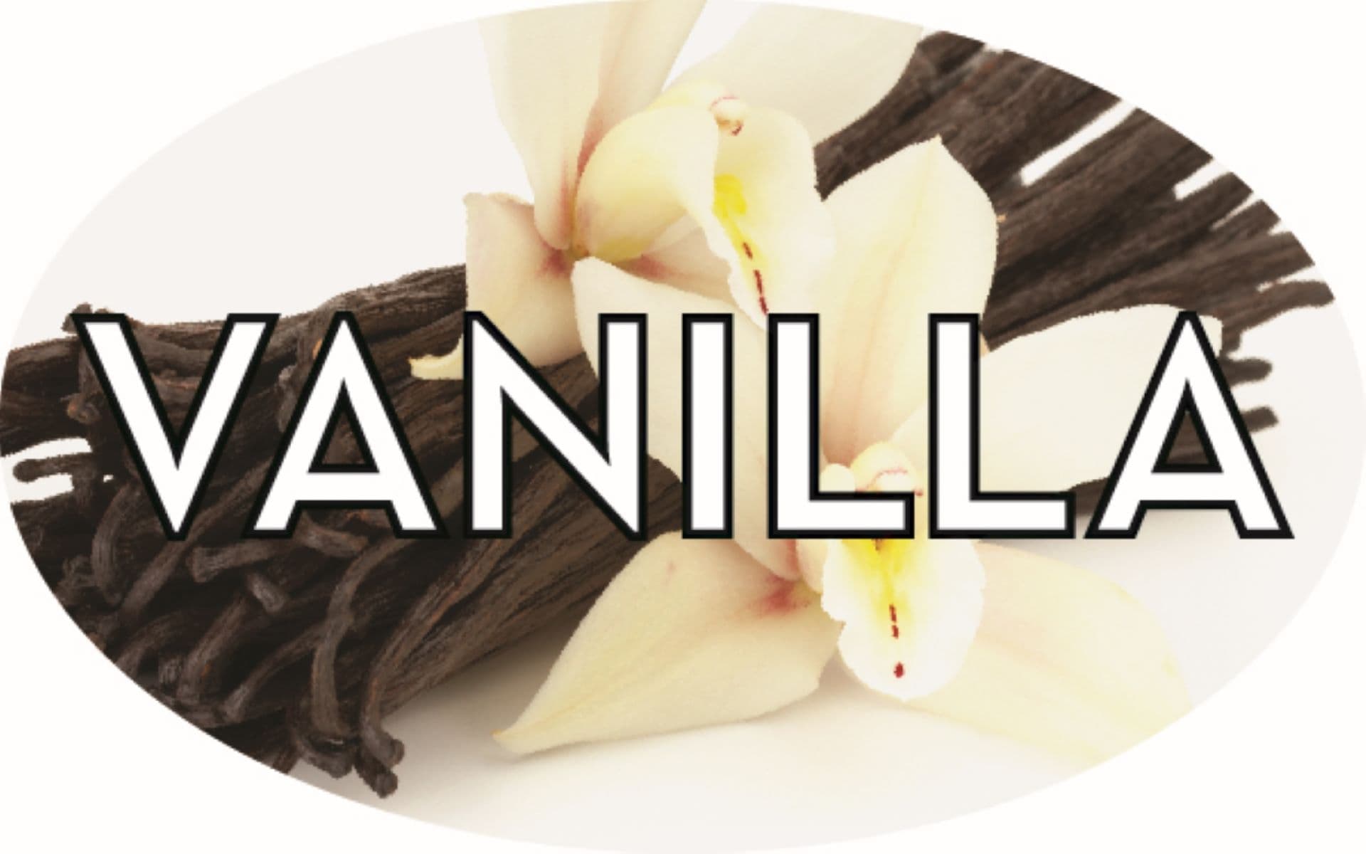 Vanilla Bakery Flavor Label 1.25X2 IN Oval 4 Color Process 500 Count/Roll 5 Rolls/Sleeve