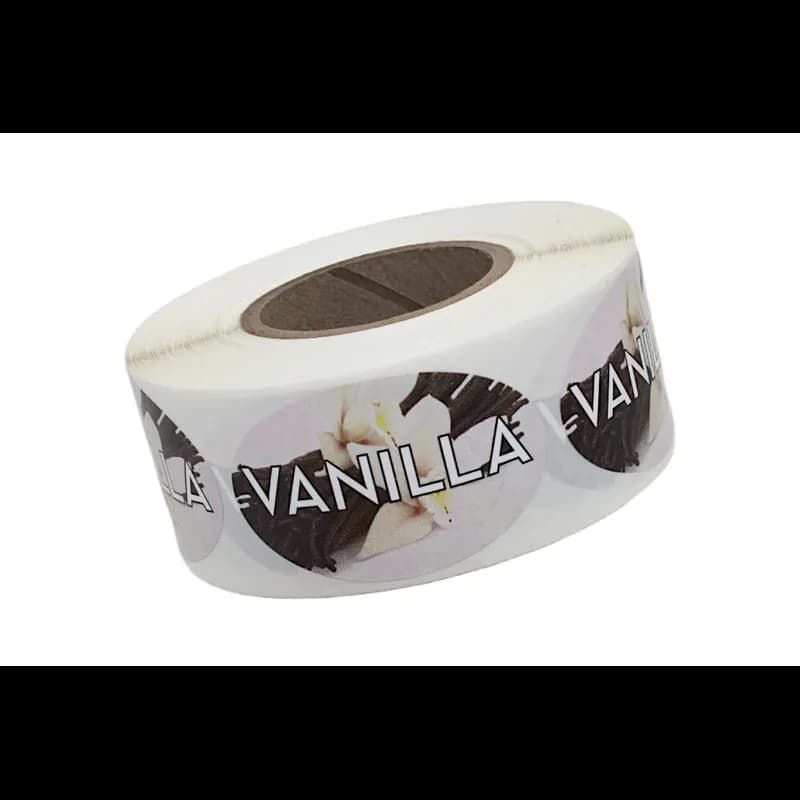 Vanilla Bakery Flavor Label 1.25X2 IN Oval 4 Color Process 500 Count/Roll 5 Rolls/Sleeve
