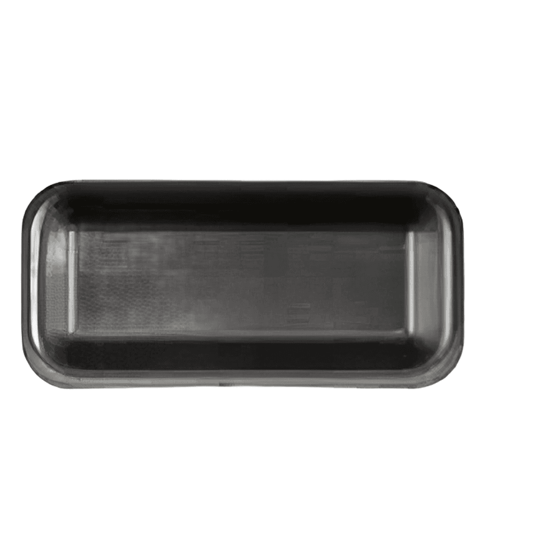 25S Meat Tray 8X14.75X1.06 IN Polystyrene Foam Black Rectangle 250/Case