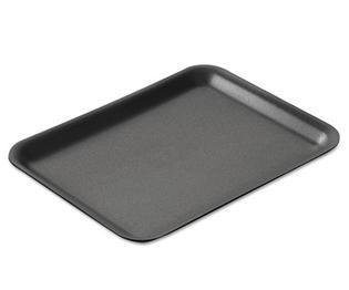 12S Meat Tray 11.25X9.25X0.5 IN Polystyrene Foam Shallow Black Rectangle 250/Case