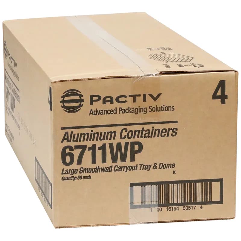 Take-Out Container Base & Lid Combo With Dome Lid Large (LG) 60 OZ Aluminum OPS Black Gold Clear Rectangle 50/Case