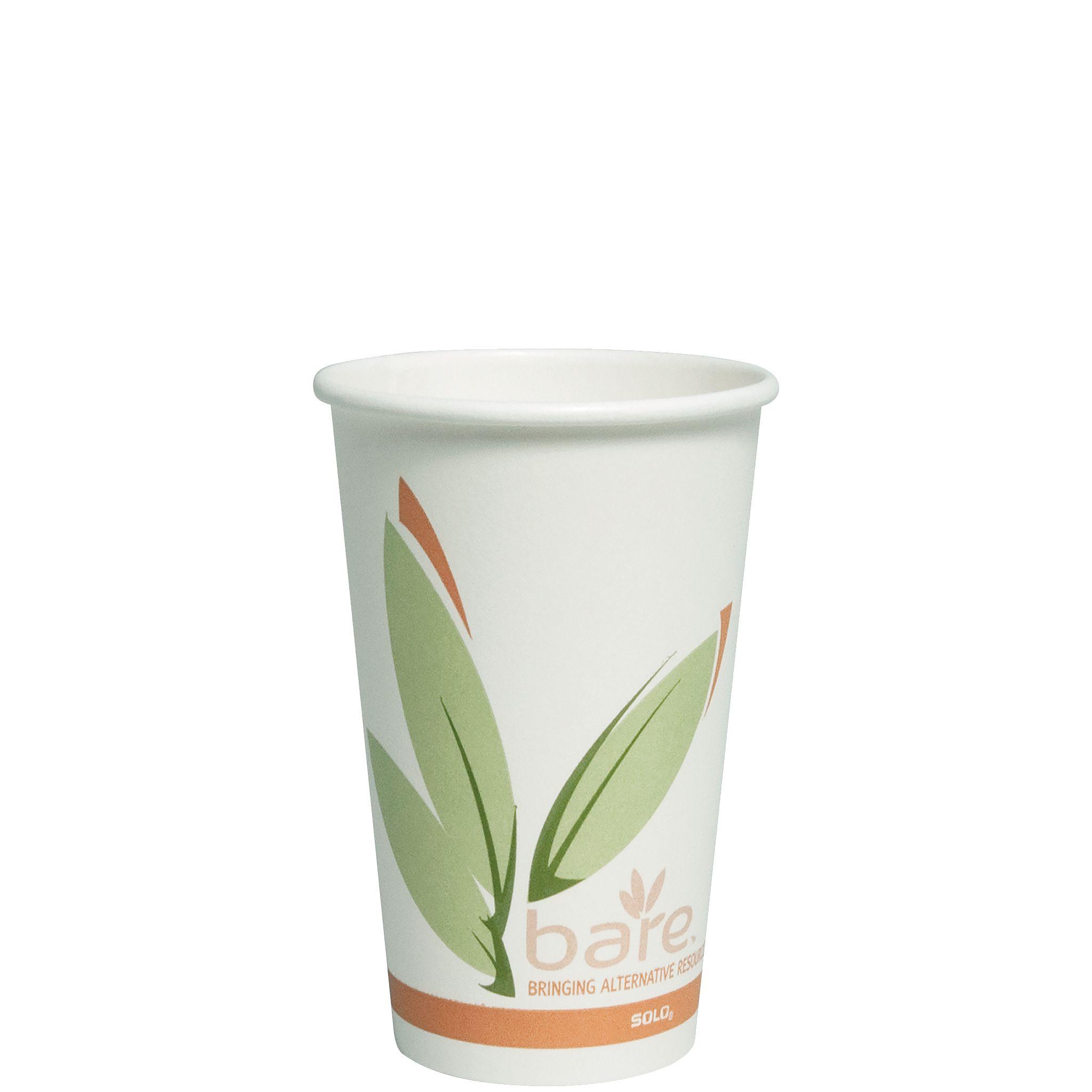 Solo® Hot Cup 16 OZ SSPLA Paper Multicolor Bare® Stock Print 50 Count/Pack 20 Packs/Case 1000 Count/Case