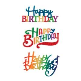 Cake Decorating Layon Plastic Multicolor Happy Birthday 24/Pack
