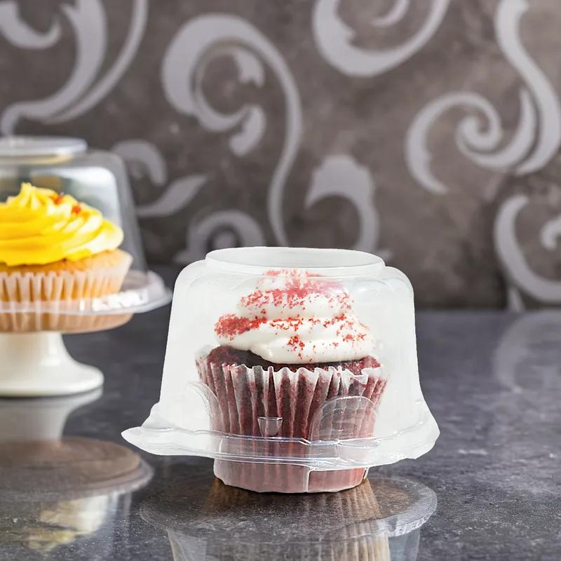 Cupcake Muffin Hinged Container With Dome Lid Large (LG) Plastic Clear 300/Case