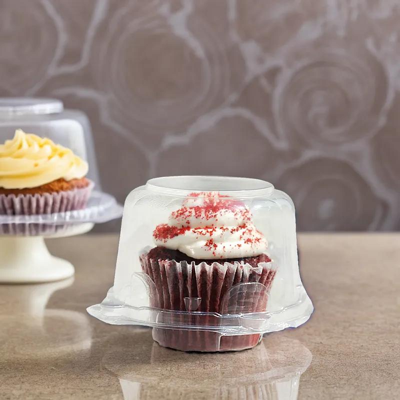 Cupcake Muffin Hinged Container With Dome Lid Large (LG) Plastic Clear 300/Case